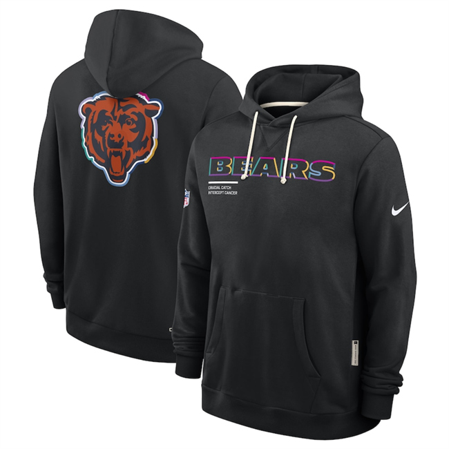 Men's Chicago Bears Black 2025 Crucial Catch Club Pullover Hoodie