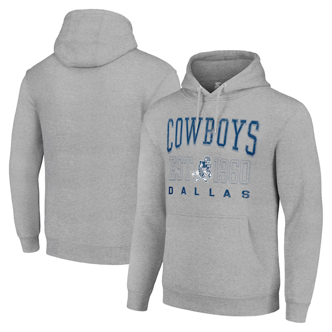 Men's Dallas Cowboys Grey Throwback Logo Pullover Hoodie