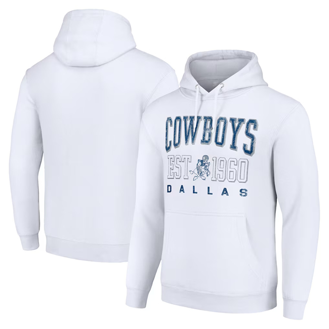 Men's Dallas Cowboys White Throwback Logo Pullover Hoodie