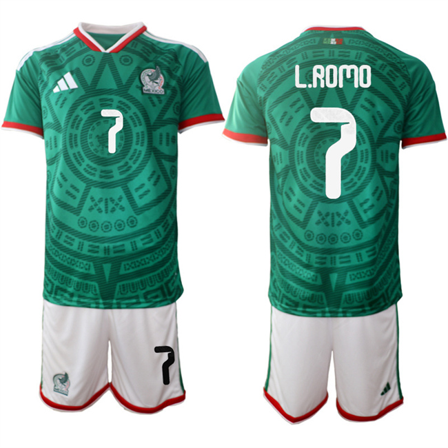 Men's Mexico #7 Luis Romo Green 2025-26 Home Soccer Jersey Suit