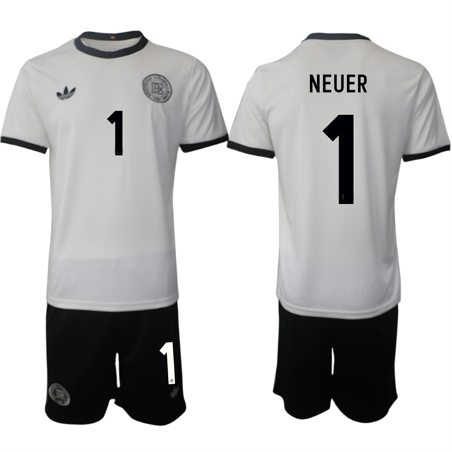 Men's Germany #1 Manuel Neuer White 2025 Home Soccer Jersey Suit