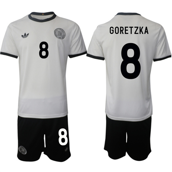 Men's Germany #8 Leon Goretzka White 2025 Home Soccer Jersey Suit