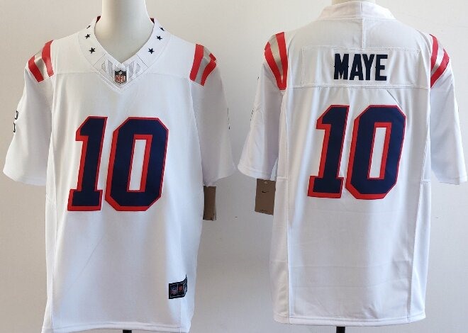 Men's New England Patriots #10 Drake Maye Limited White Fashion FUSE Vapor Jersey