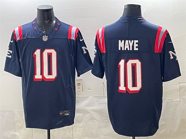 Men's New England Patriots #10 Drake Maye Navy 2025 F.U.S.E. Vapor Limited Stitched Football Jersey