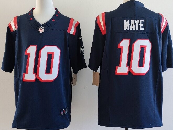 Men's New England Patriots #10 Drake Maye Limited Navy Fashion FUSE Vapor Jersey