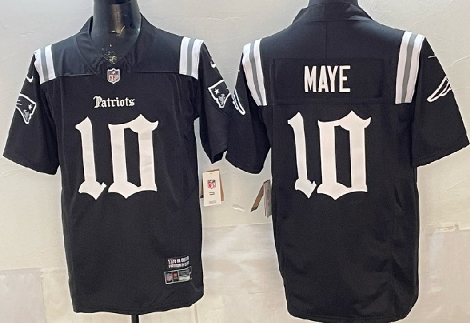 Men's New England Patriots #10 Drake Maye Black F.U.S.E. Vapor NE 'Gothic Revolution Edition' Vapor Limited Jersey - All Stitched