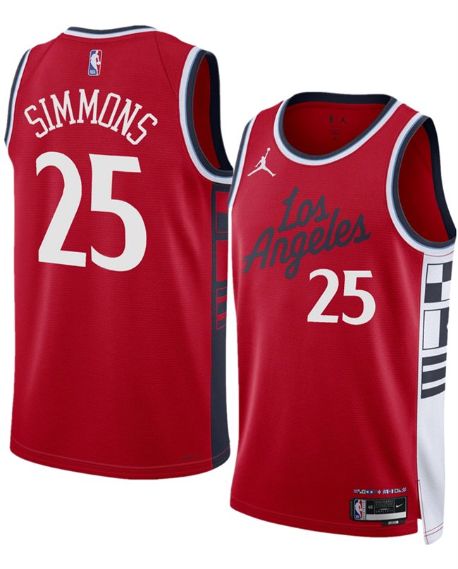 Men's Los Angeles Clippers #25 Ben Simmons Red 2025 Statement Edition Stitched Jersey