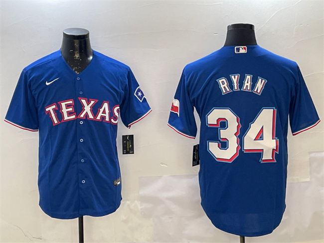 Men's Texas Rangers #34 Nolan Ryan Royal Cool Base Stitched Baseball Jersey