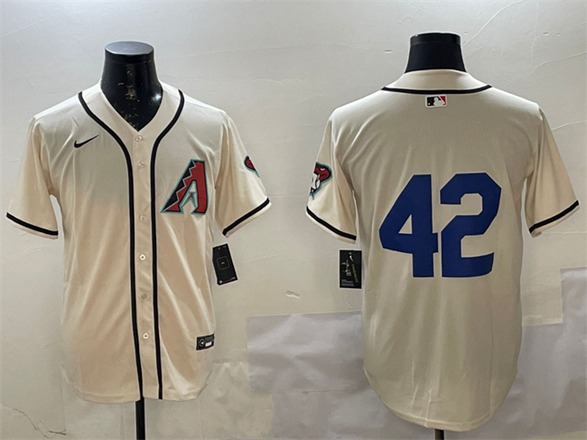 Men's Arizona Diamondbacks #42 Jackie Robinson Cream Limited Stitched Baseball Jersey