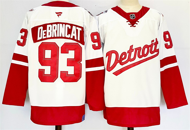 Men's Detroit Red Wings #93 Alex DeBrincat White Red 2024-25 Stitched Jersey