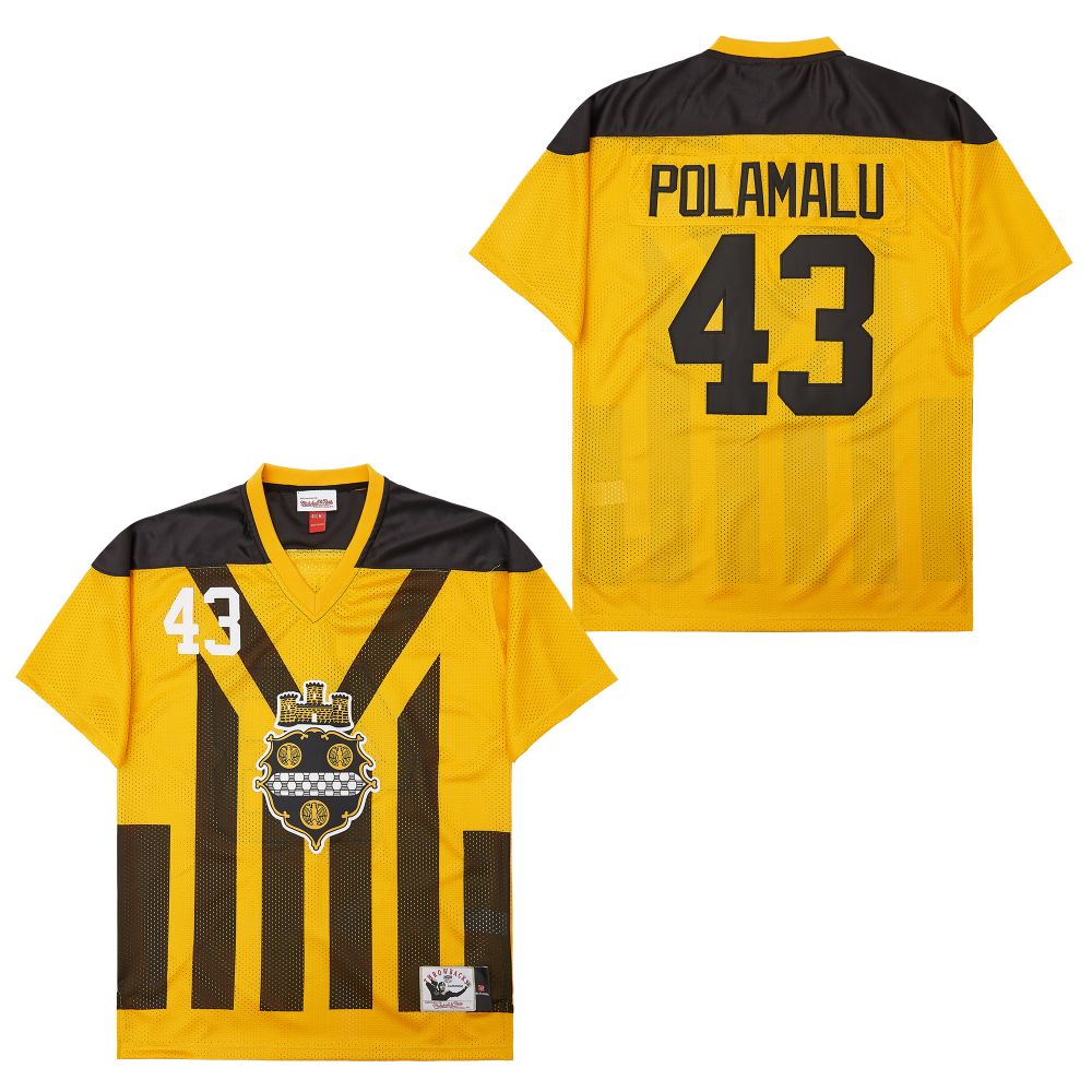 Men's  Pittsburgh Steelers #43 Troy Polamalu 1994 Mitchell & Ness Authentic Throwback Retired Player Jersey - Gold