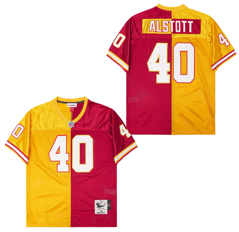 Men's Tampa Bay Buccaneers #40 Mike Alstott Mitchell & Ness 1996 Split Legacy Replica Jersey - Orange Red