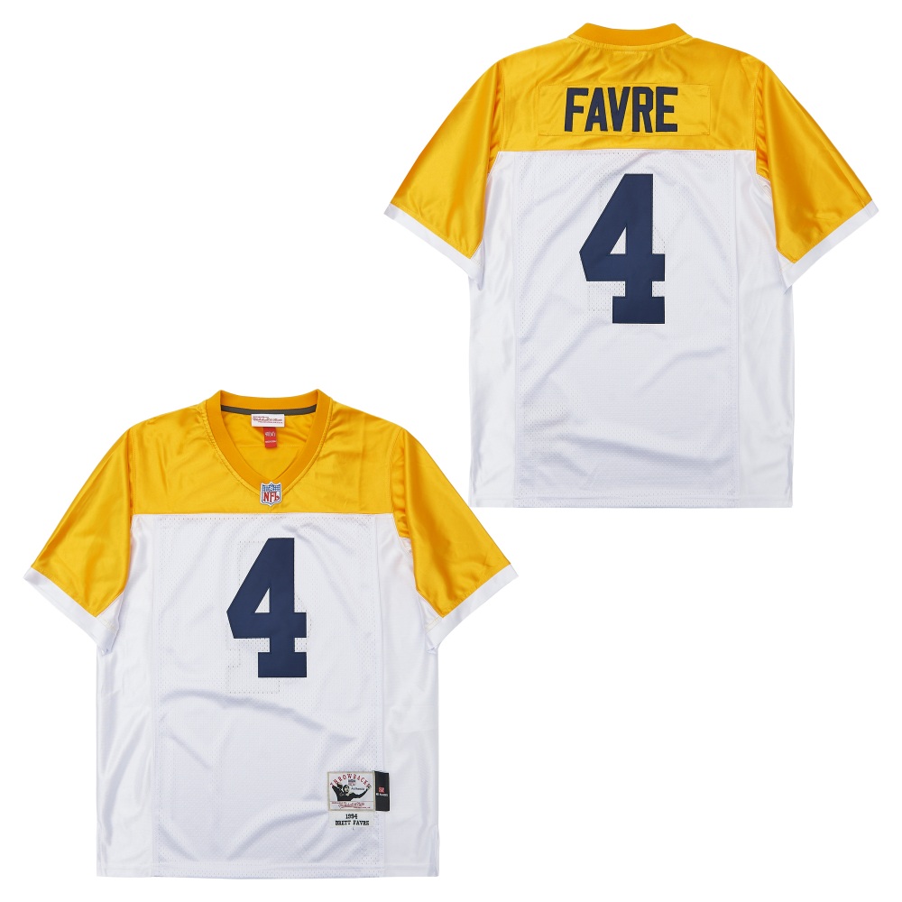 Men's Green Bay Packers #4 Brett Favre  1994 Mitchell & Ness  Throwback Retired Player Jersey - White