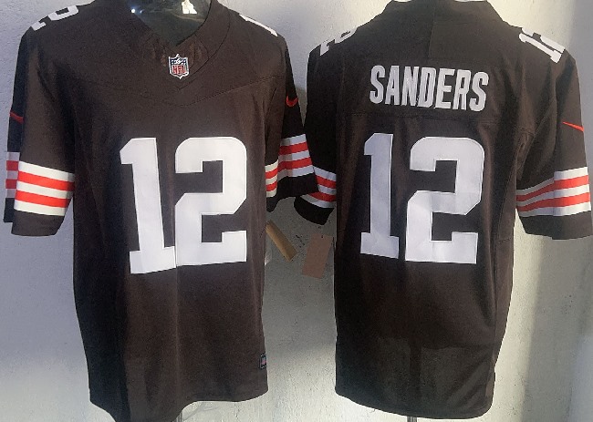 Men's Cleveland Browns #12 Shedeur Sanders Brown 2025 Draft F.U.S.E. Vapor Limited Stitched Football Jersey