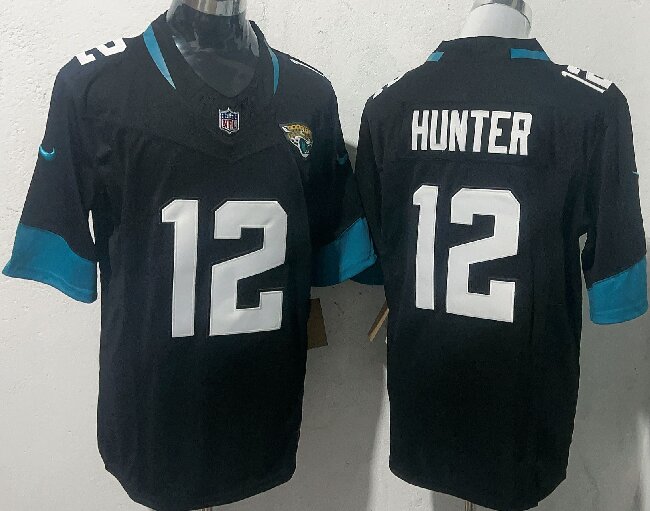 Men's Jacksonville Jaguars #12 Travis Hunter Black 2025 Draft F.U.S.E. Vapor Limited Stitched Football Jersey