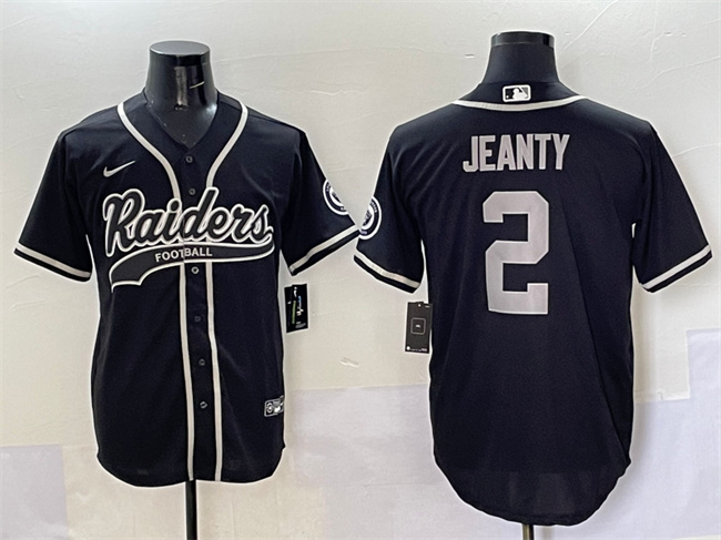 Men's Las Vegas Raiders #2 Ashton Jeanty Black Cool Base Stitched Baseball  Jersey