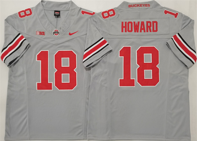 Men's Ohio State Buckeyes #18 Will Howard Grey 2025 F.U.S.E. Limited Stitched  Jersey