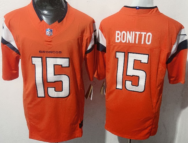 Men's Denver Broncos #15 Nik Bonitto Orange F.U.S.E. Vapor Limited Football Stitched Jersey
