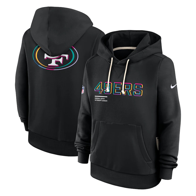 Women's San Francisco 49ers Black 2025 Crucial Catch Club Pullover Hoodie(Run Small)