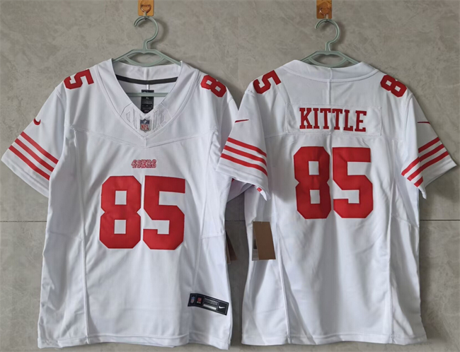 Women's San Francisco 49ers #85 George Kittle White F.U.S.E Vapor Untouchable Stitched Jersey(Run Small)
