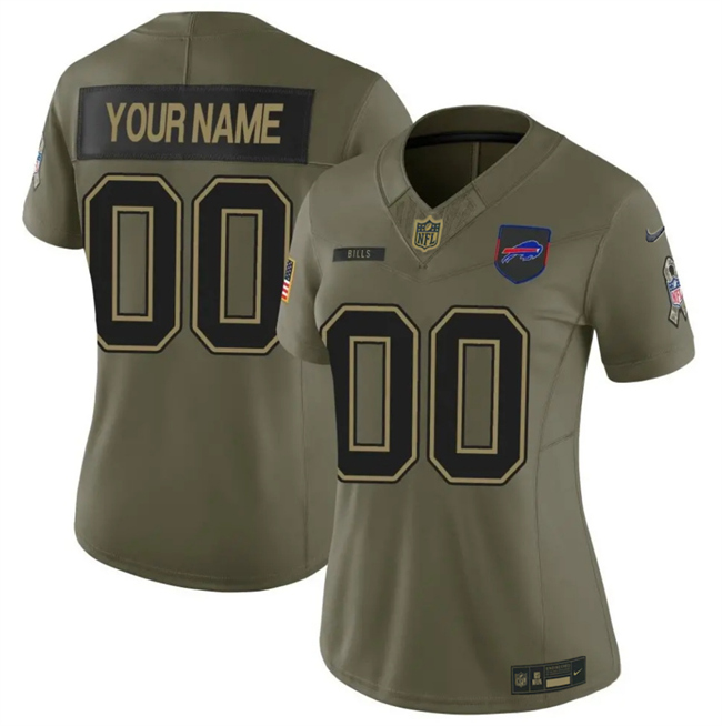 Women's Buffalo Bills Active Player Custom Olive 2025 F.U.S.E. Salute To Service Limited Stitched Football Jersey(Run Small)