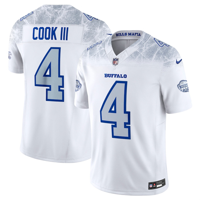 Women's Buffalo Bills #4 James Cook III White 2025 F.U.S.E. “Rivalries” Vapor Untouchable Stitched Football Jersey(Run Small)