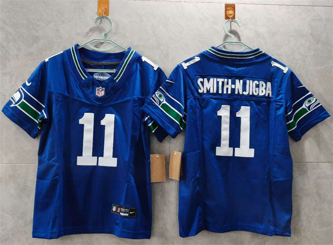 Women's Seattle Seahawks #11 Jaxon Smith-Njigba Royal 2024 F.U.S.E Throwback Vapor Limited Stitched Football Jersey(Run Small)