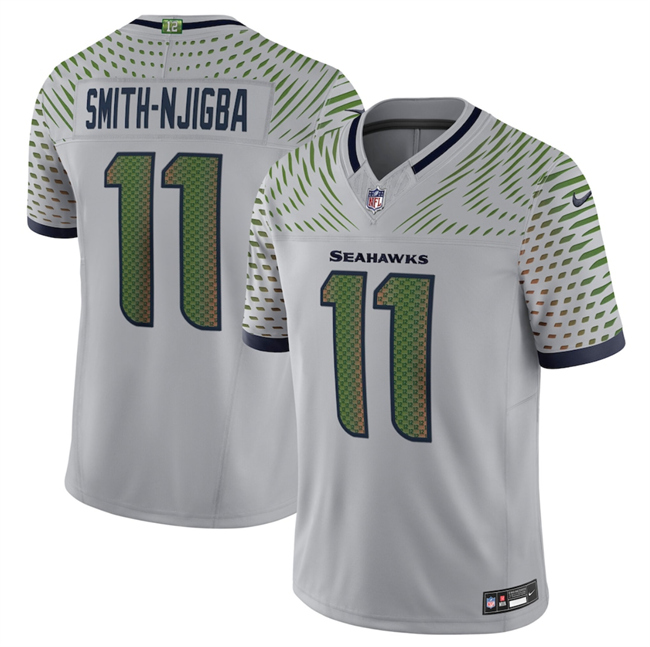 Women's Seattle Seahawks #11 Jaxon Smith-Njigba Grey 2025 F.U.S.E. “Rivalries” Vapor Limited Stitched Football Jersey(Run Small)