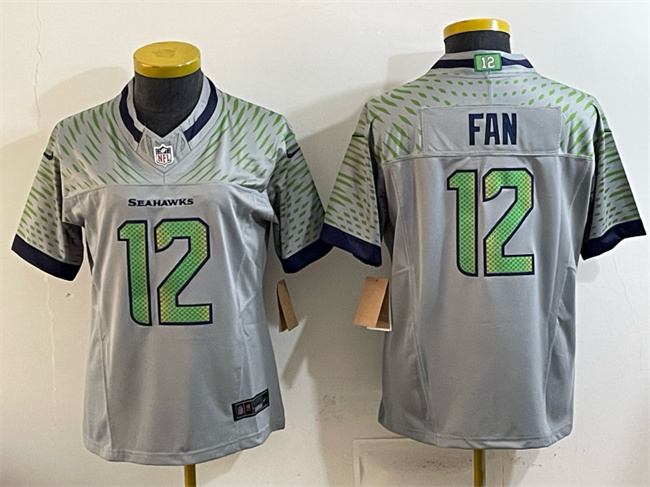 Women's Seattle Seahawks #12 Fan Grey 2025 F.U.S.E. “Rivalries” Vapor Untouchable Limited Stitched Football Jersey(Run Small)