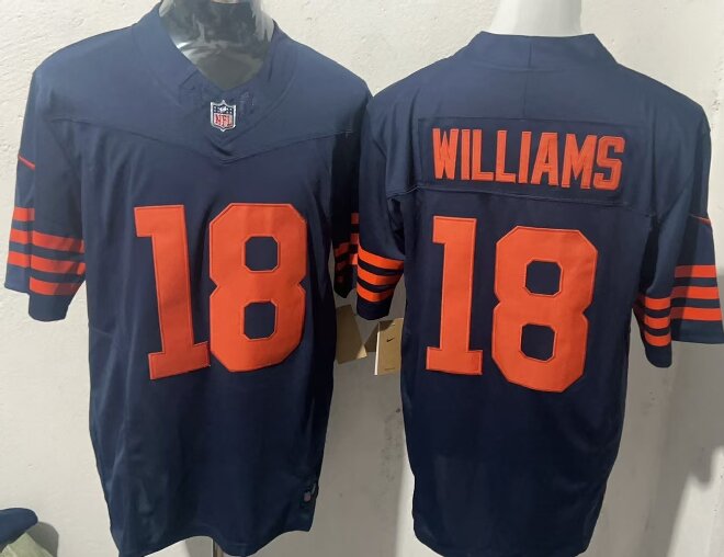 Men's Chicago Bears #18 Caleb Williams Navy Draft Color Rush F.U.S.E. Vapor Stitched Football Jersey