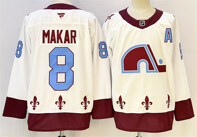 Men's Colorado Avalanche #8 Cale Makar White 2024-25 With A Patch Stitched Jersey
