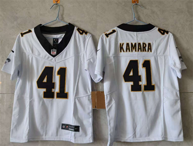 Women's New Orleans Saints #41 Alvin Kamara White 2025 F.U.S.E. Vapor Stitched Football Jersey(Run Small)