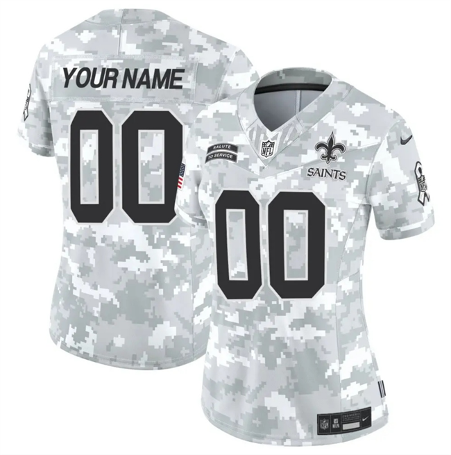Women's New Orleans Saints Active Player Custom 2024 F.U.S.E Arctic Camo Salute To Service Limited Stitched Football Jersey(Run Small)