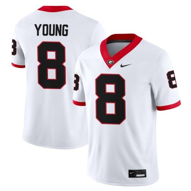 Men's Georgia Bulldogs #8 Colbie Young White Stitched Football Jersey