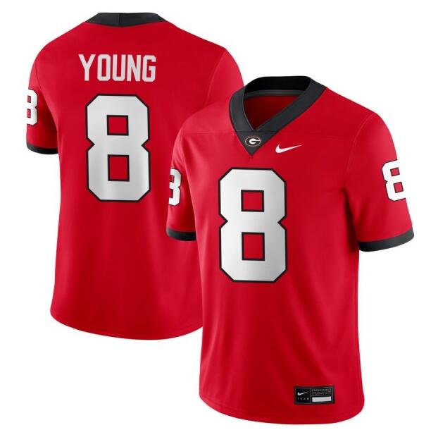 Men's Georgia Bulldogs #8 Colbie Young Red Stitched Football Jersey