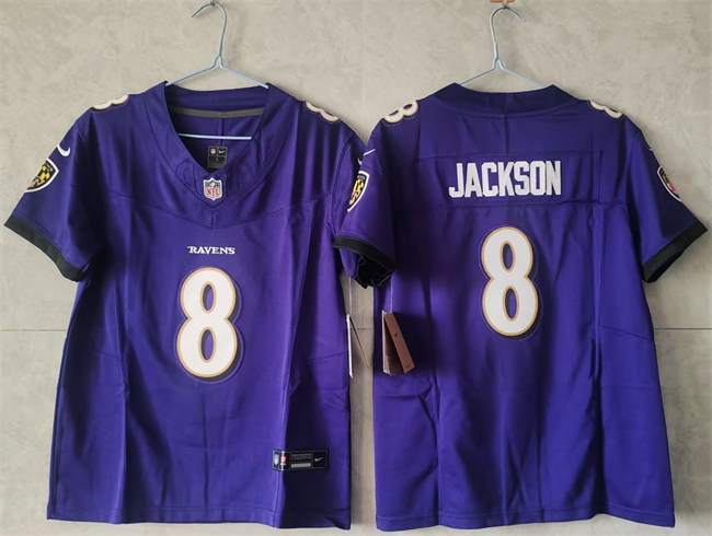 Women's Baltimore Ravens #8 Lamar Jackson Purple F.U.S.E. Vapor Football Jersey(Run Small)