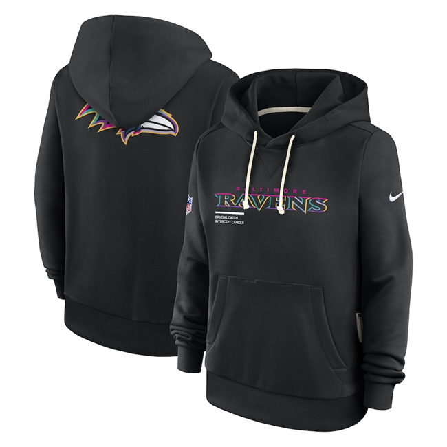 Women's Baltimore Ravens Black 2025 Crucial Catch Club Pullover Hoodie(Run Small)