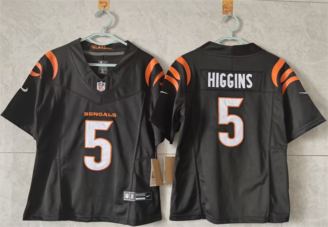 Women's Cincinnati Bengals #5 Tee Higgins Black F.U.S.E. Stitched Vapor Football Jersey(Run Small)