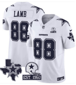 Women's Dallas Cowboys #88 CeeDee Lamb 2024 White F.U.S.E. With Established In 1960 Patch Stitched Football Jersey(Run Small）
