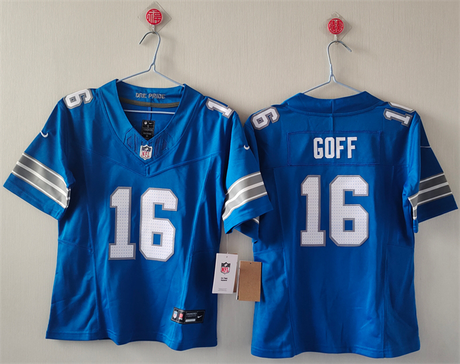 Women's Detroit Lions #16 Jared Goff Blue 2024 F.U.S.E. Vapor Limited Stitched Jersey(Run Smaller)