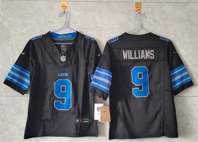 Women's Detroit Lions #9 Jameson Williams Black 2024 F.U.S.E. Vapor Limited Stitched Jersey(Run Smaller)