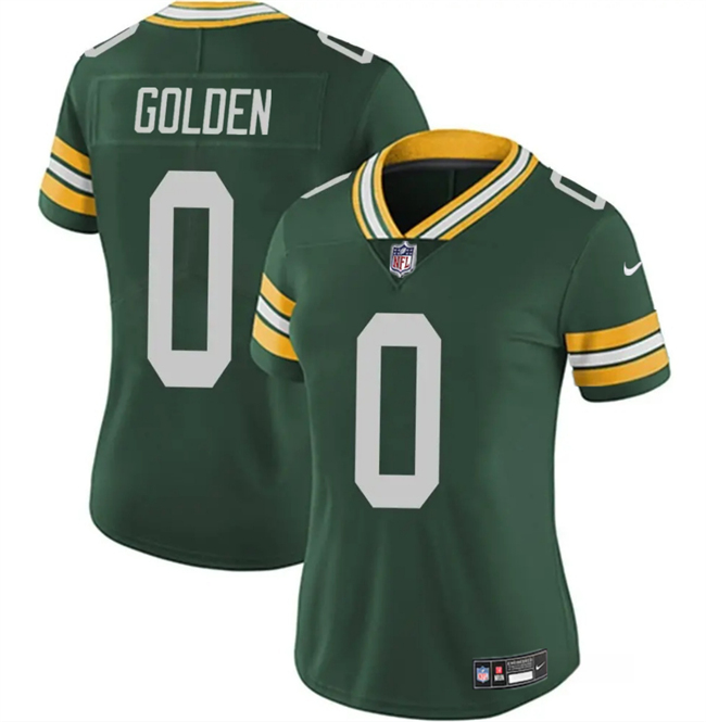 Women's Green Bay Packers #0 Matthew Golden Green 2025 Draft Vapor Untouchable Limited Stitched Football Jersey(Run Small)