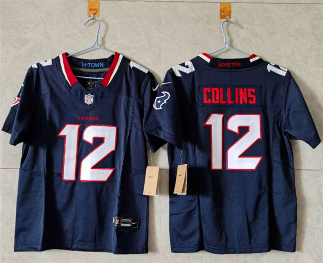 Women's Houston Texans #12 Nico Collins Navy 2024 F.U.S.E Vapor Stitched Jersey (Run Small)