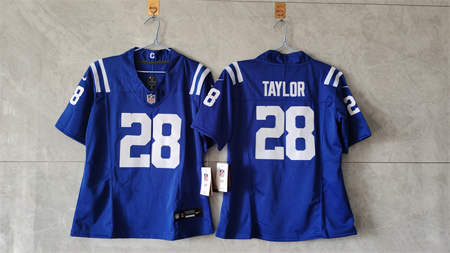 Women's Indianapolis Colts #28 Jonathan Taylor Blue 2024 F.U.S.E. Vapor Stitched Jersey(Run Small)