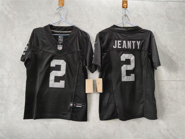 Women's Las Vegas Raiders #2 Ashton Jeanty Black 2025 Draft F.U.S.E. Vapor Stitched Jersey(Run Small)