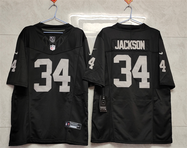 Women's Las Vegas Raiders #34 Bo Jackson Black 2025 F.U.S.E. Vapor Stitched Jersey(Run Small)