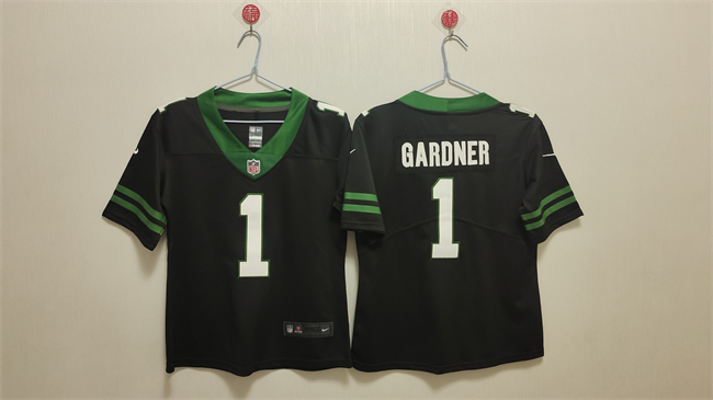 Women's New York Jets #1 Ahmad Sauce Gardner Black Vapor Stitched Jersey(Run Small)