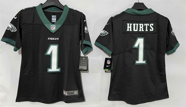 Women's Philadelphia Eagles #1 Jalen Hurts Black New Vapor Untouchable Limited Stitched Football Jersey(Run Small)