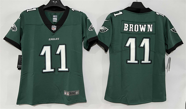 Women's Philadelphia Eagles #11 A. J. Brown Green New Vapor Untouchable Limited Stitched Football Jersey(Run Small)