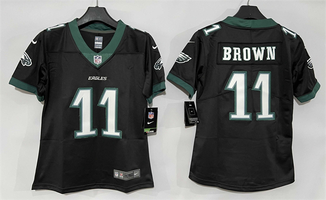 Women's Philadelphia Eagles #11 A. J. Brown Black New Vapor Untouchable Limited Stitched Football Jersey(Run Small)